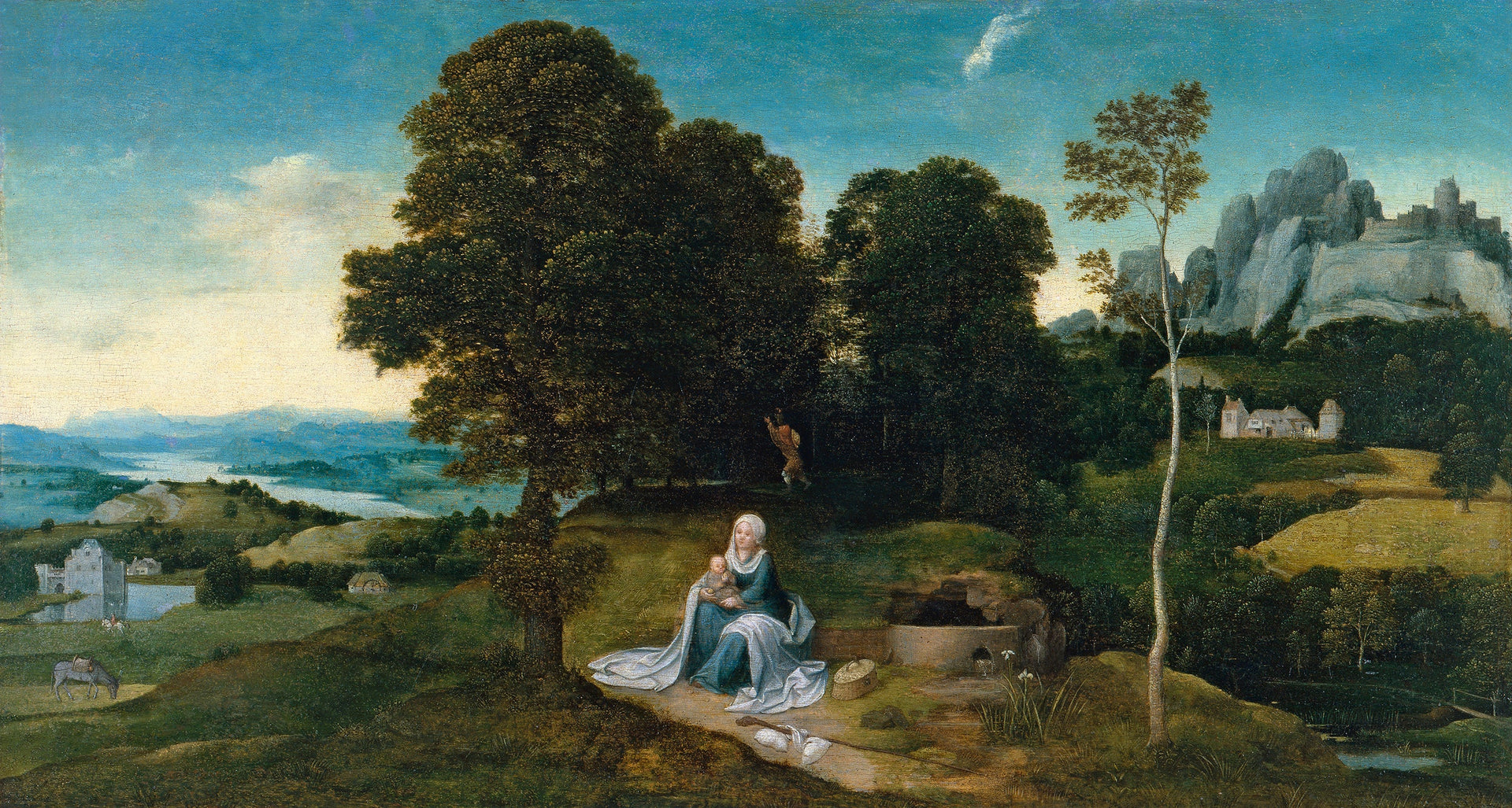 Paysage avec Repos pendant la Fuite en Égypte - Joachim Patinier image 1 tableau peint à l’huile sur toile