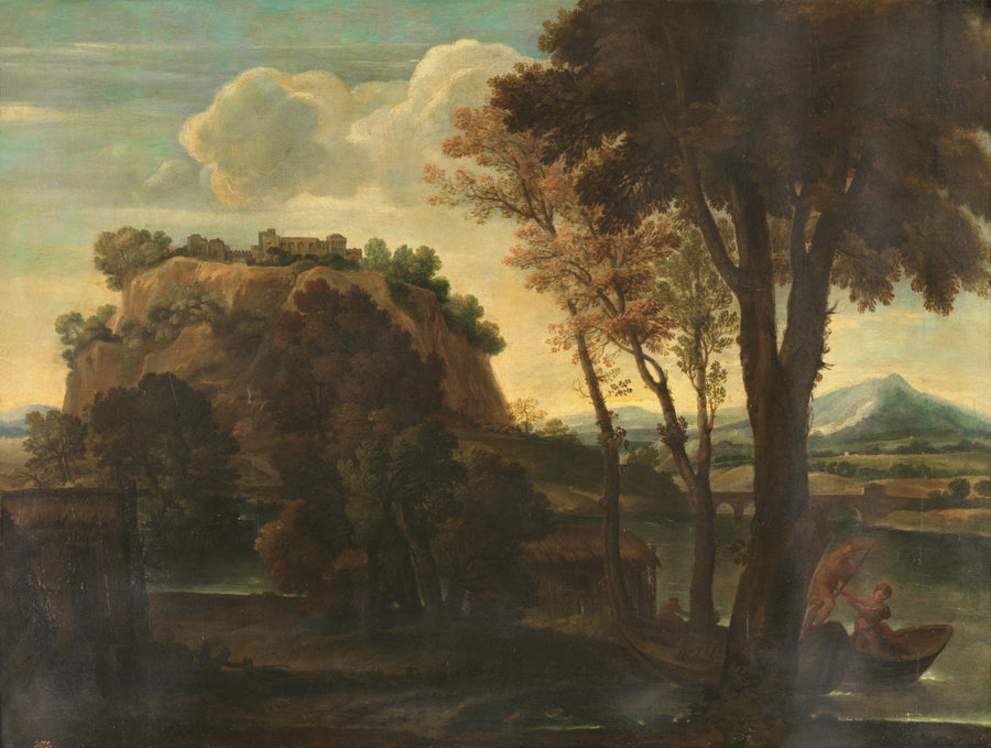 Paysage avec rivière et bateaux - Giovanni Francesco Grimaldi