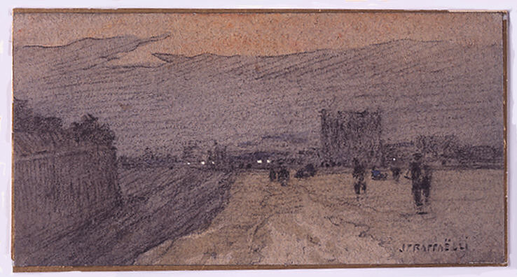 Paysage avec route approchant de la ville - Jean-François Raffaëlli image 1 copie peinte à la main à l’huile