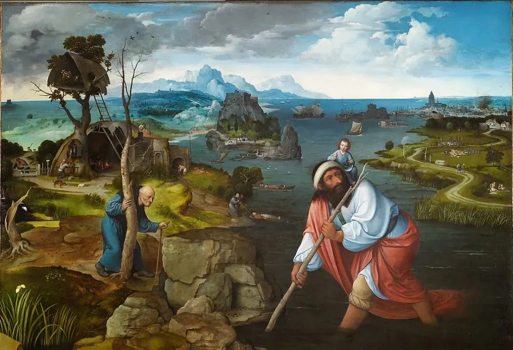 Paysage avec Saint Christophe - Joachim Patinier image 1 copie de tableau peinte à la main