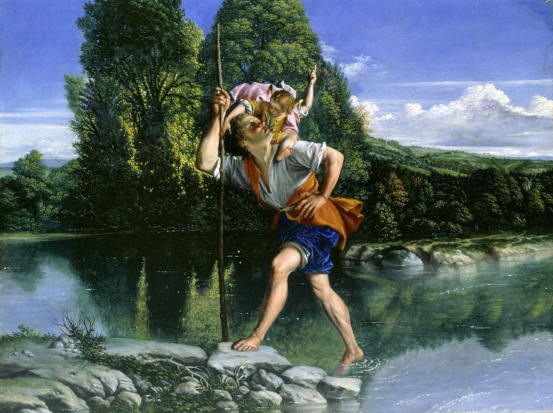 Paysage avec Saint Christophe - Orazio Gentileschi image 1 copie de tableau peinte à la main
