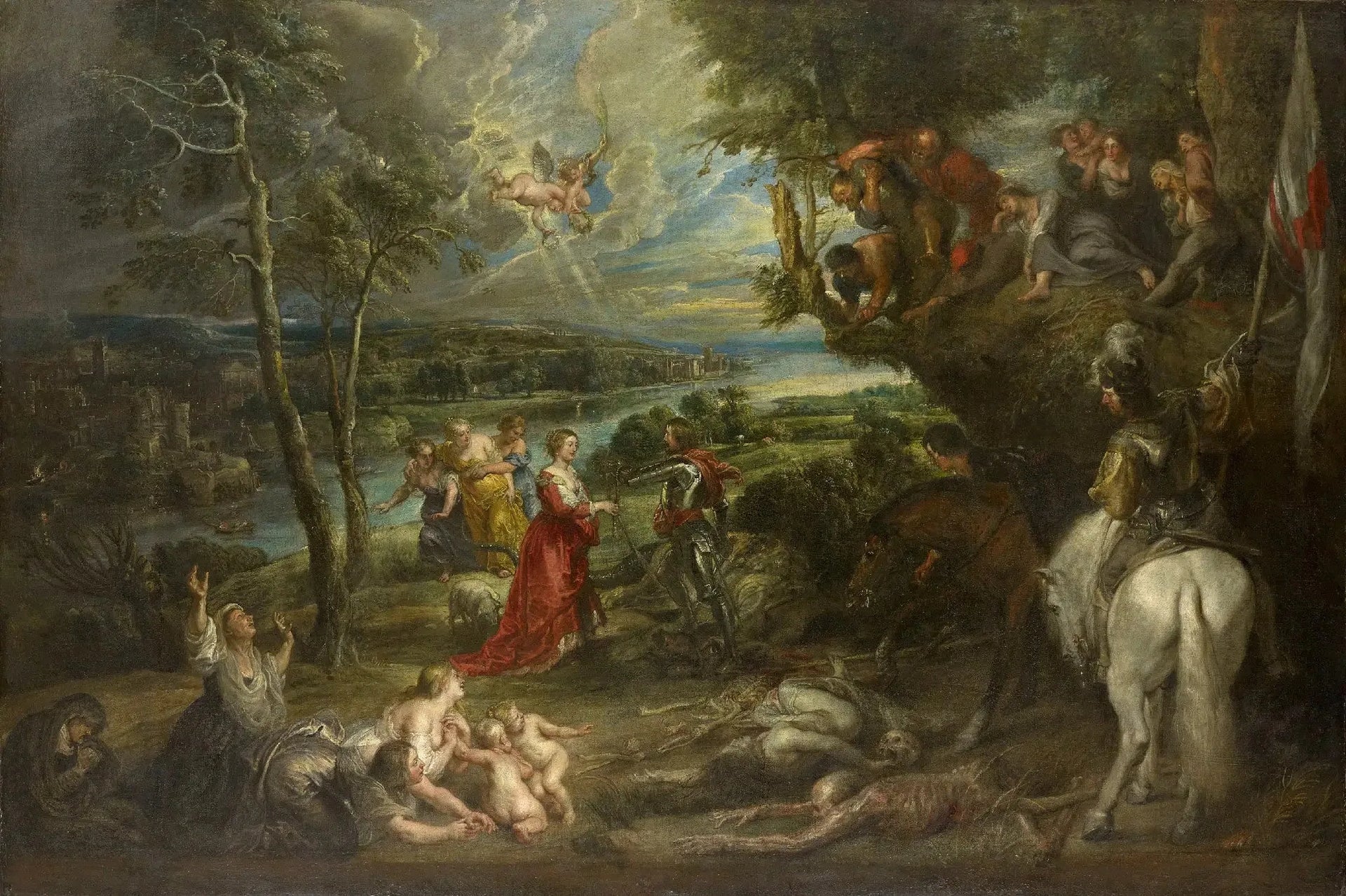 Paysage avec saint Georges et le dragon - Peter Paul Rubens image 1 copie peinte à la main à l’huile