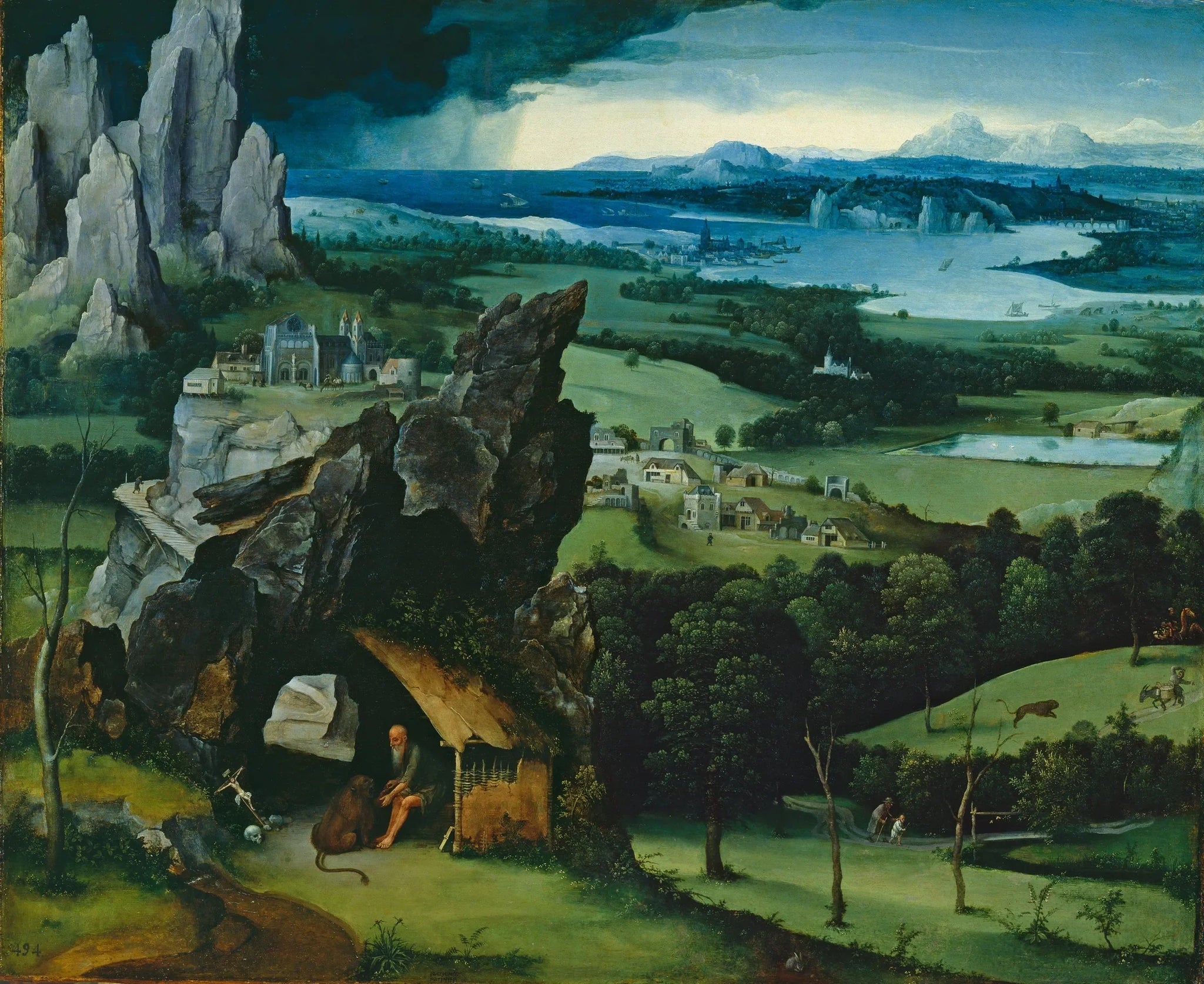 Paysage avec saint Jérôme - Joachim Patinier image 1 copie peinte à la main à l’huile