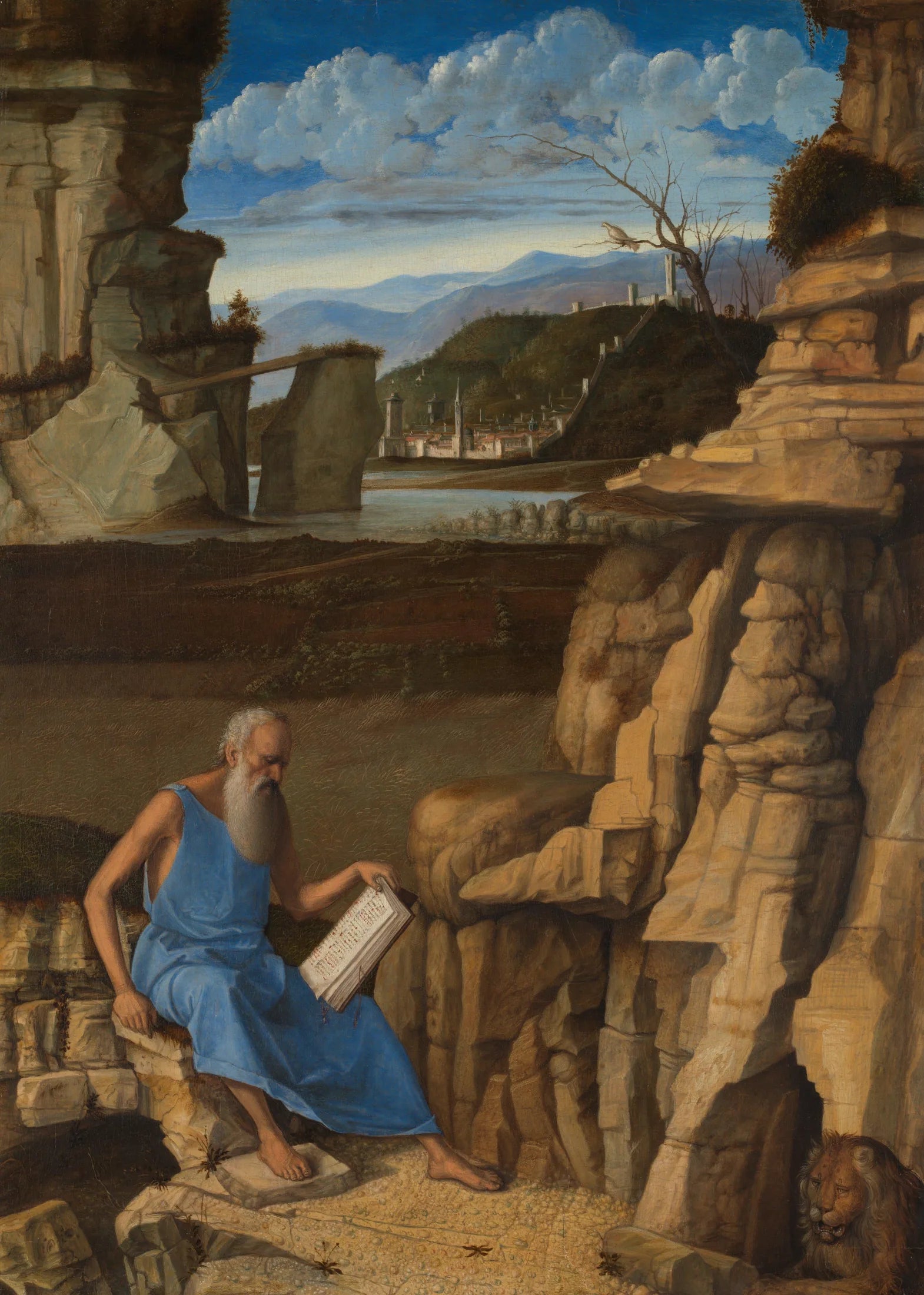 Paysage avec Saint Jérôme lisant - Giovanni Bellini image 1 copie peinte à la main à l’huile