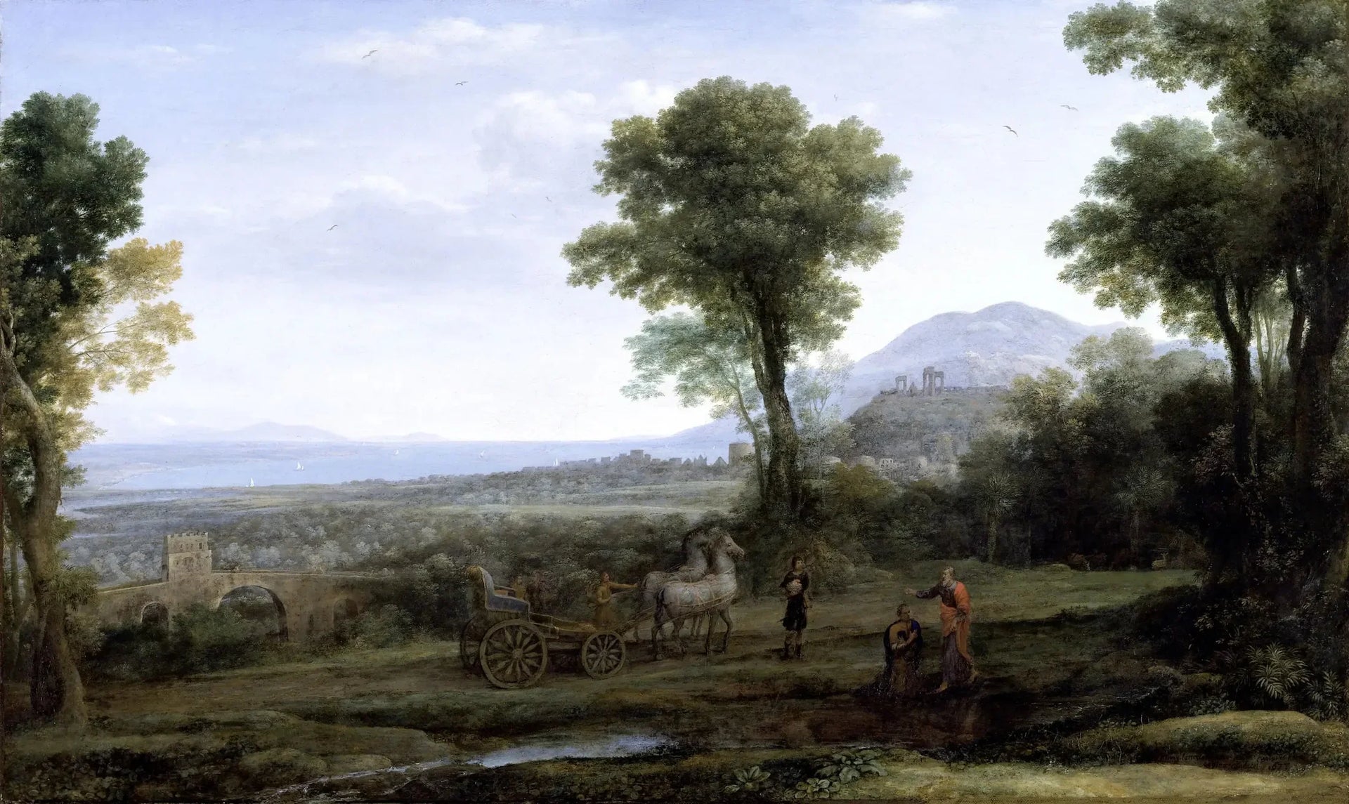 Paysage avec saint Philippe baptisant l'eunuque - Claude Lorrain image 1 reproduction de peinture à l’huile