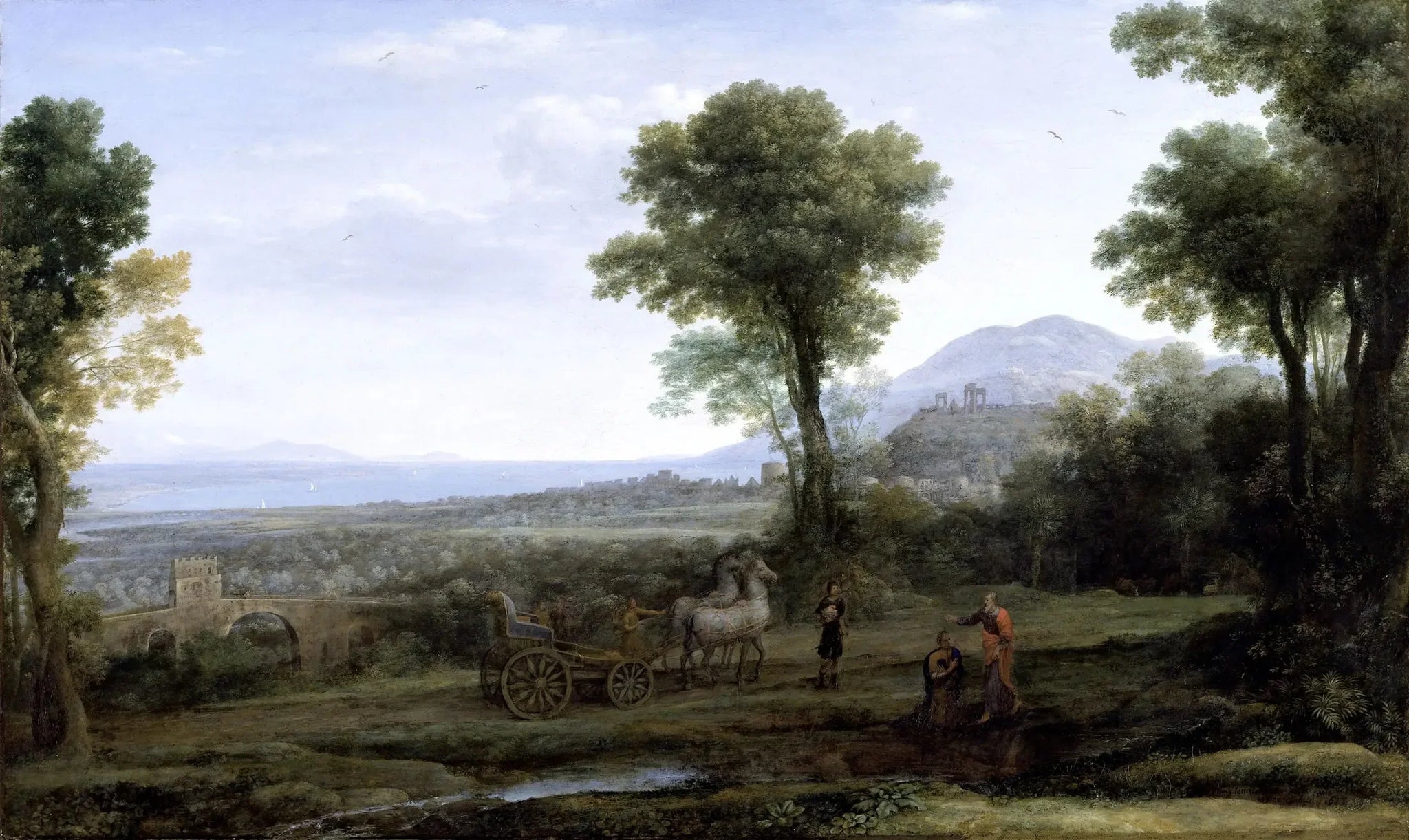 Paysage avec saint Philippe baptisant l'eunuque - Claude Lorrain image 1 reproduction de peinture à l’huile
