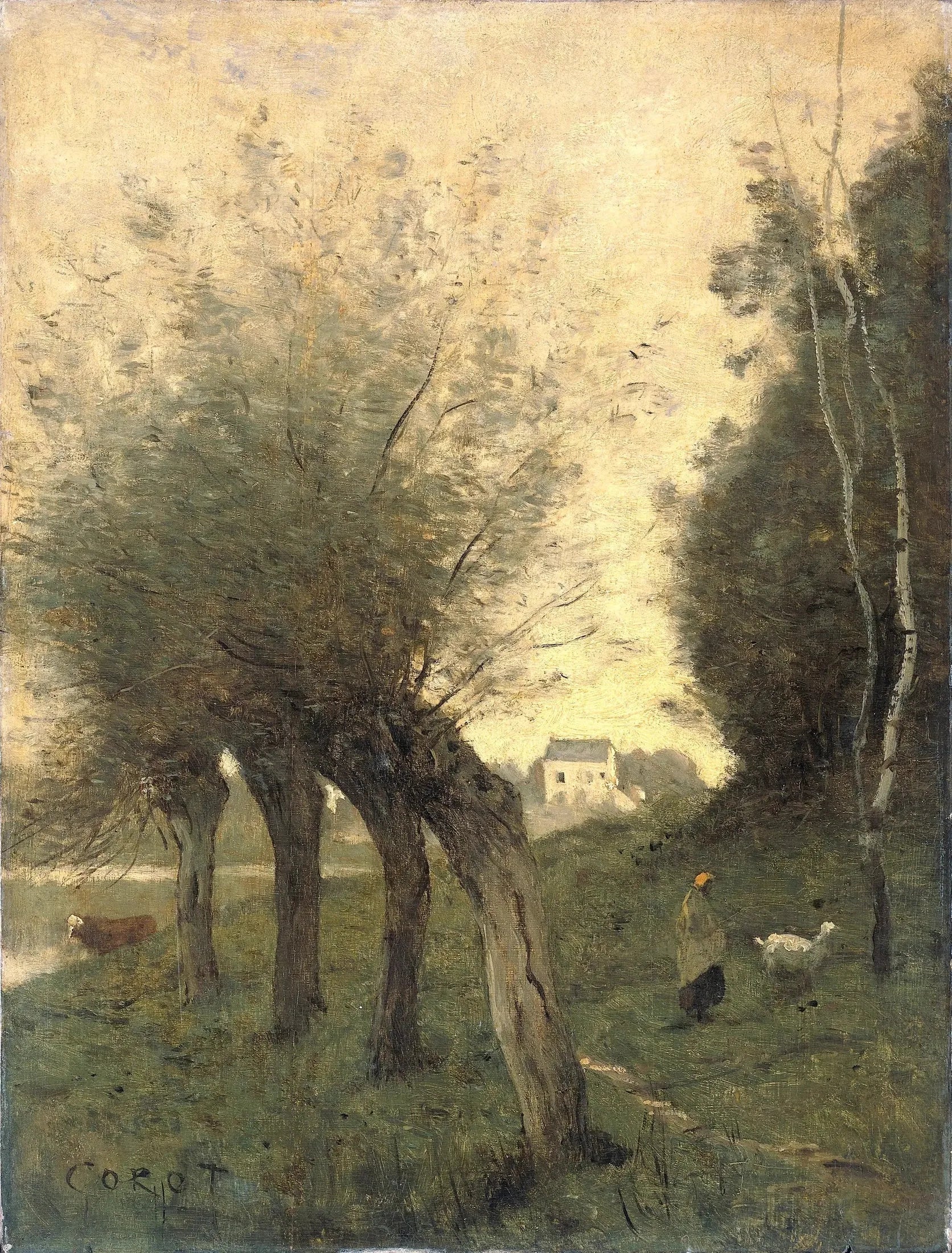 Paysage avec Saules - Jean-Baptiste Camille Corot image 1 tableau peint à l’huile sur toile