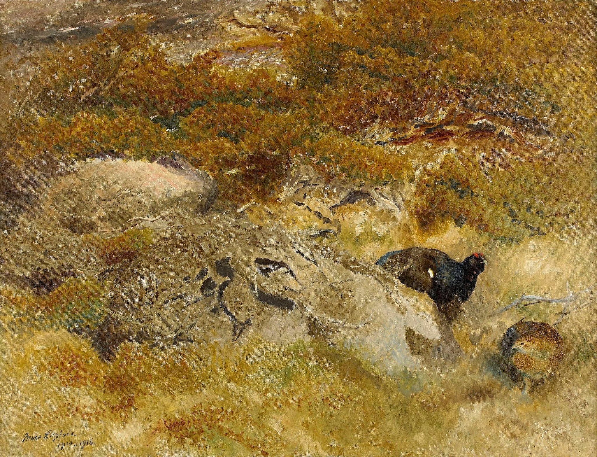 Paysage avec tétras - Bruno Liljefors image 1 copie peinte à la main à l’huile