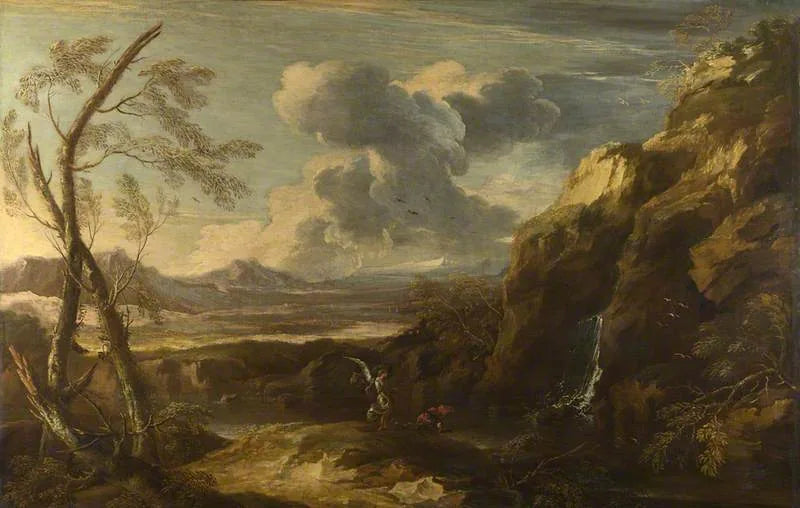 Paysage avec Tobias et l'Ange - Salvator Rosa image 1 copie peinte à la main à l’huile