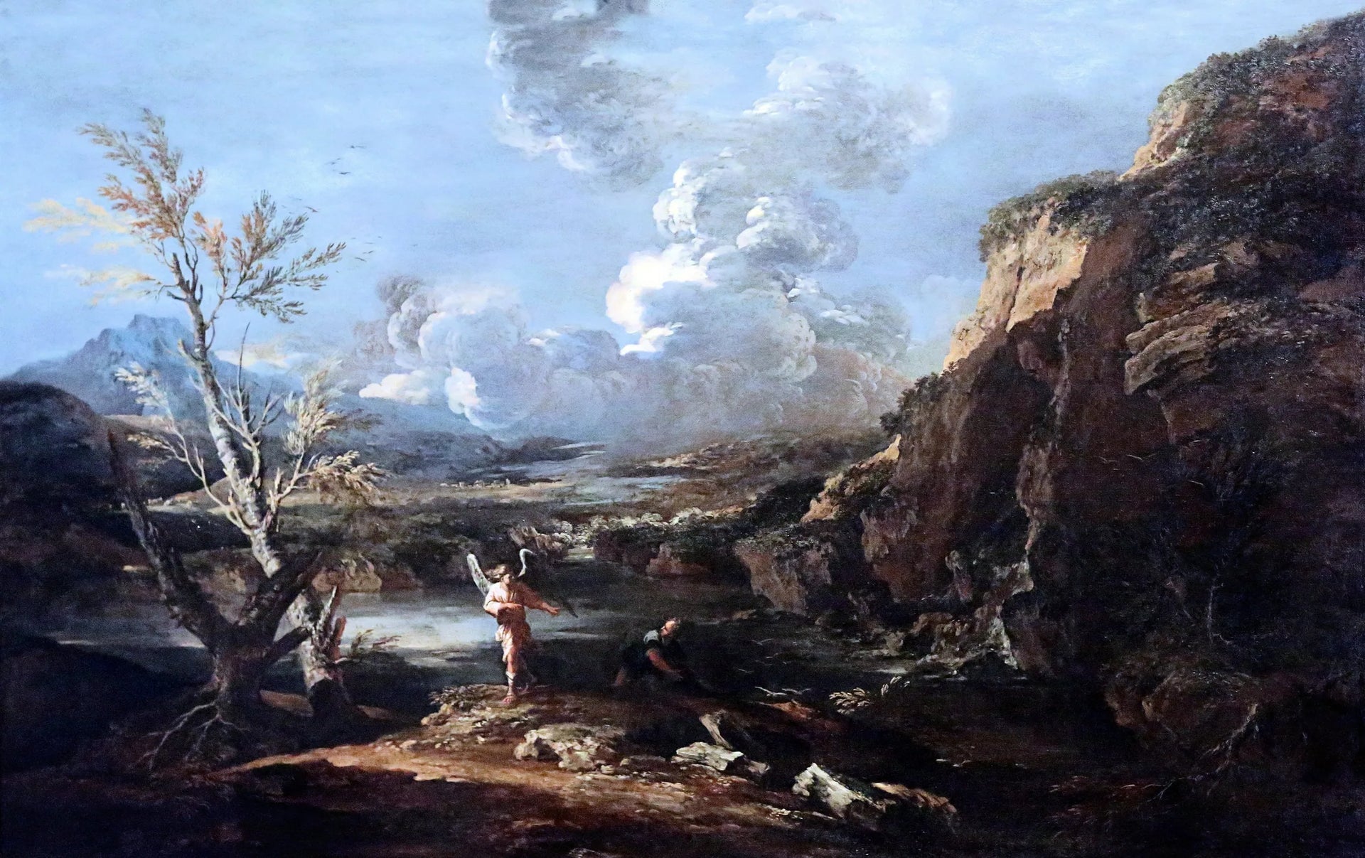 Paysage avec Tobie et l'ange - Salvator Rosa image 1 reproduction de peinture à l’huile