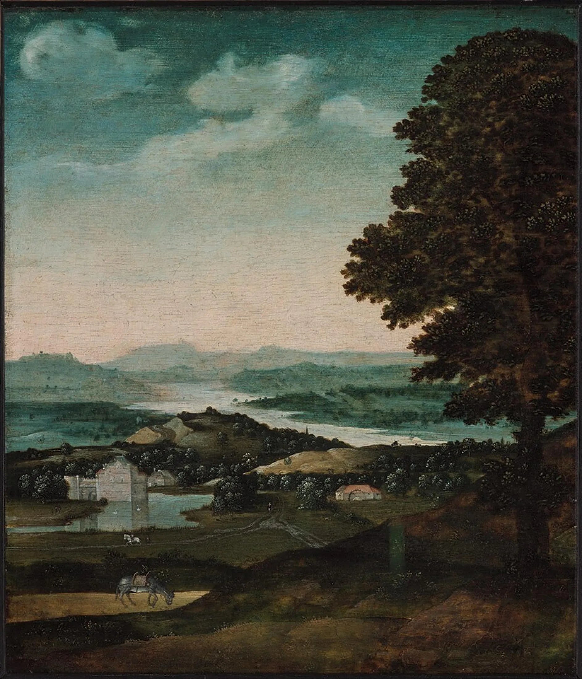 Paysage avec un âne qui broute - Joachim Patinier image 1 reproduction de peinture à l’huile