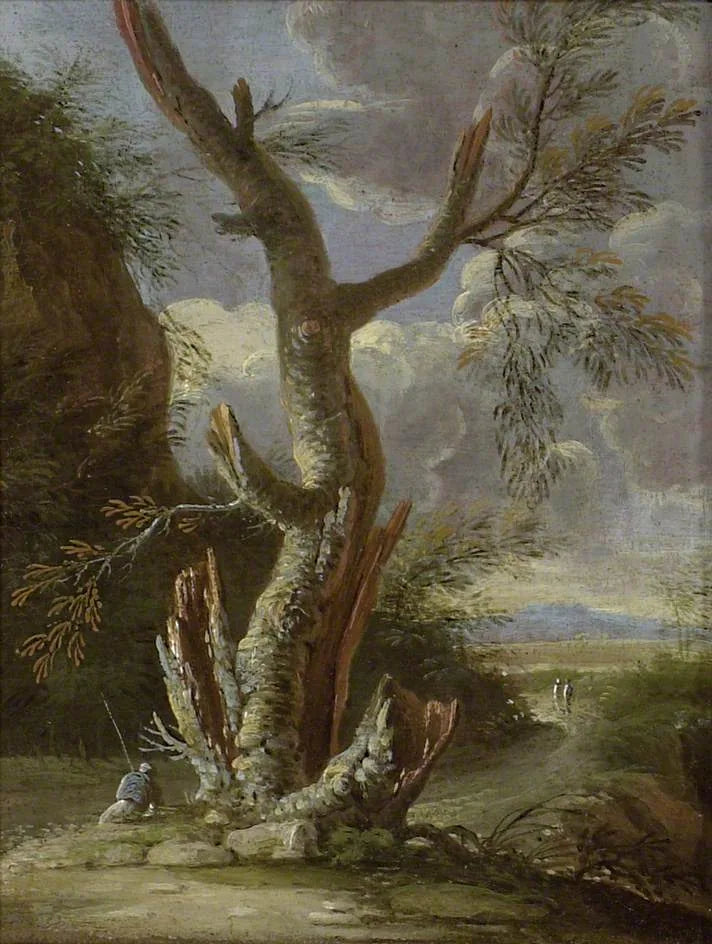 Paysage avec un arbre fendu - Salvator Rosa image 1 reproduction artisanale de tableau