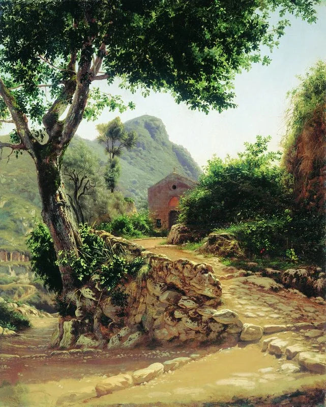 Paysage avec un arbre - Fyodor Bronnikov image 1 reproduction d’œuvre d’art à l’huile