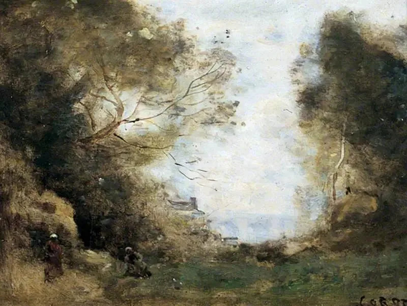 Paysage avec un bois - Jean-Baptiste Camille Corot image 1 tableau peint à l’huile sur toile