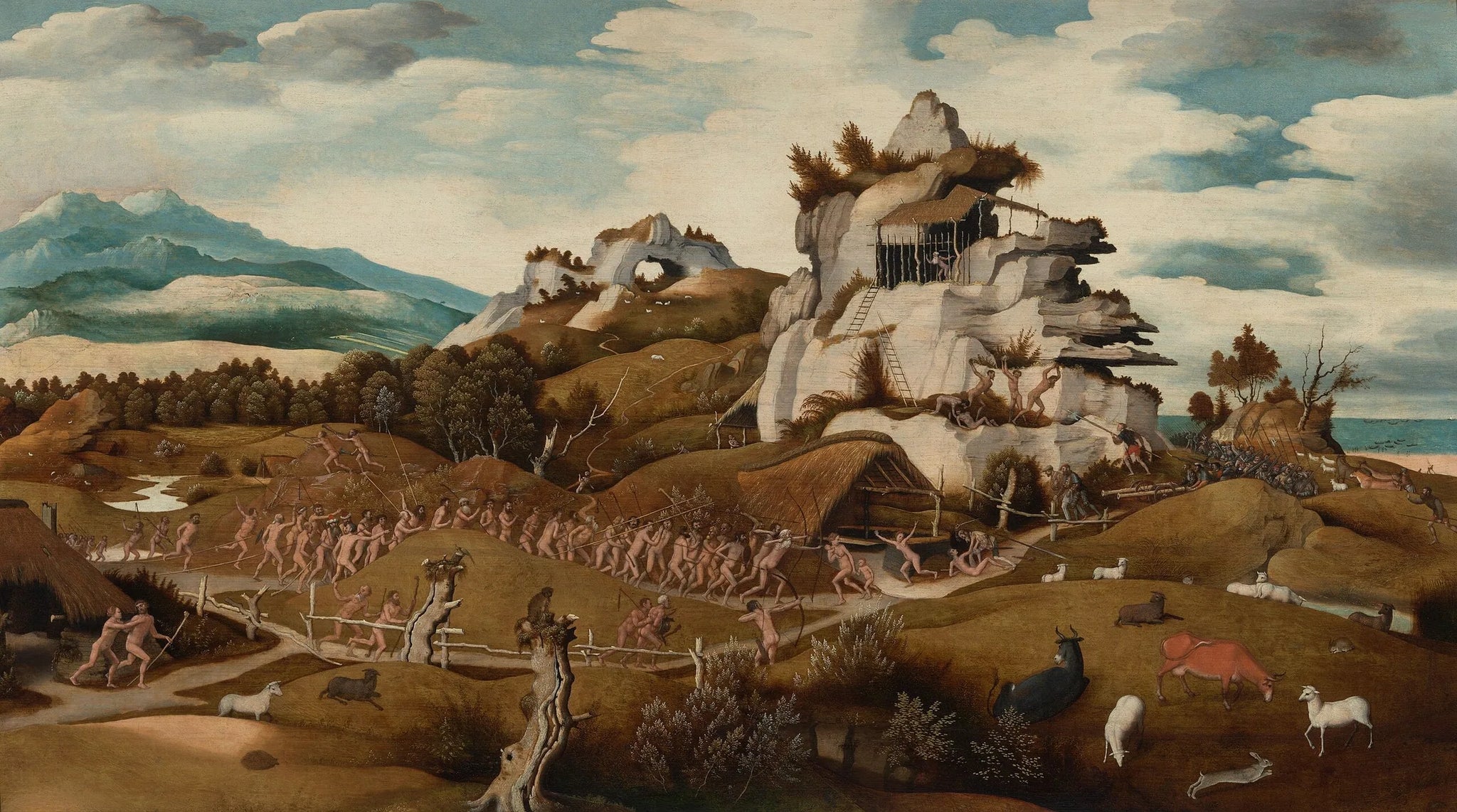 Paysage avec un épisode de la conquête de l'Amérique - Jan Mostaert image 1 tableau peint à l’huile sur toile