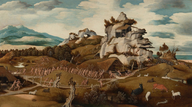 Paysage avec un épisode de la conquête de l'Amérique - Jan Mostaert