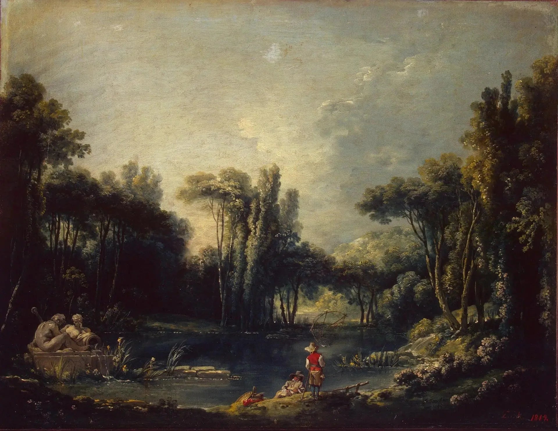 Paysage avec un étang - François Boucher image 1 reproduction artisanale de tableau