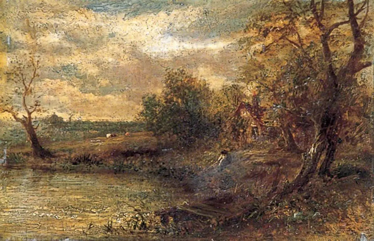 Paysage avec un homme en train de pêcher - John Constable image 1 reproduction d’œuvre d’art à l’huile
