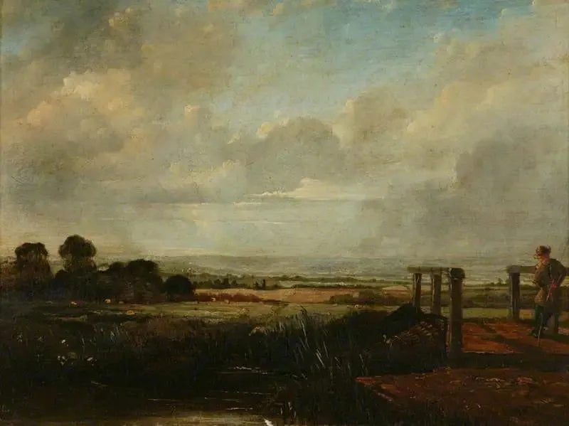 Paysage avec un pêcheur sur un pont - John Constable image 1 tableau peint à l’huile sur toile