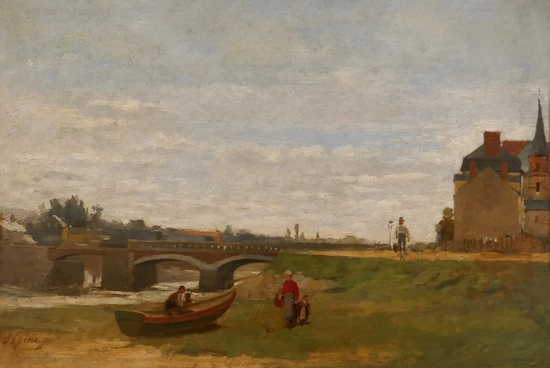 Paysage avec un pont - Stanislas Lépine image 1 reproduction artisanale de tableau