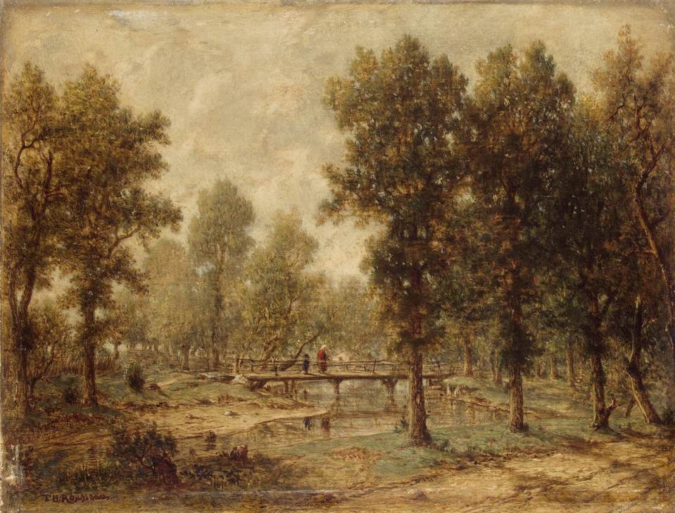 Paysage avec un pont - Théodore Rousseau image 1 copie de tableau peinte à la main
