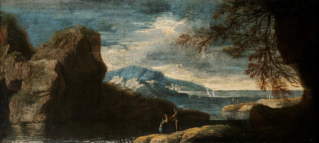 Paysage avec un rocher - Salvator Rosa image 1 reproduction artisanale de tableau