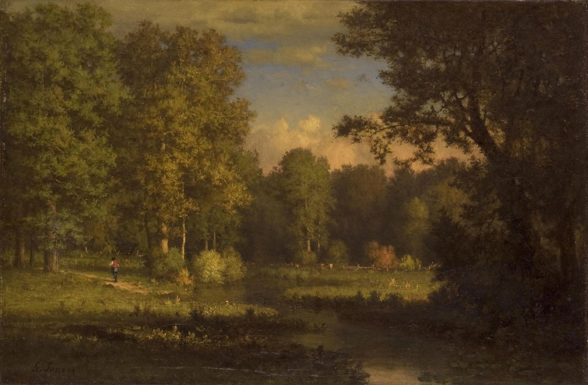 Paysage avec un ruisseau - George Inness image 1 copie de tableau peinte à la main