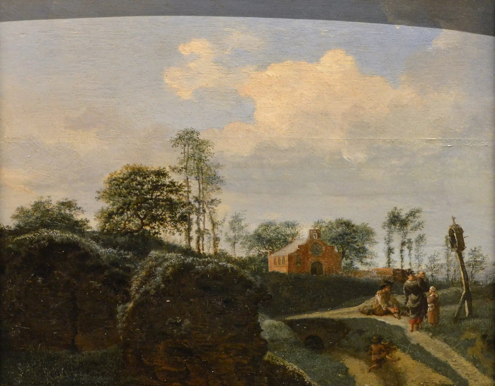 Paysage avec une famille de paysans devant un oratoire - Adriaen van de Velde image 1 reproduction de peinture à l’huile