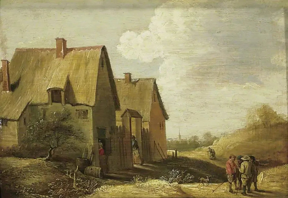 Paysage avec une ferme et des personnages - David Teniers le Jeune image 1 reproduction artisanale de tableau