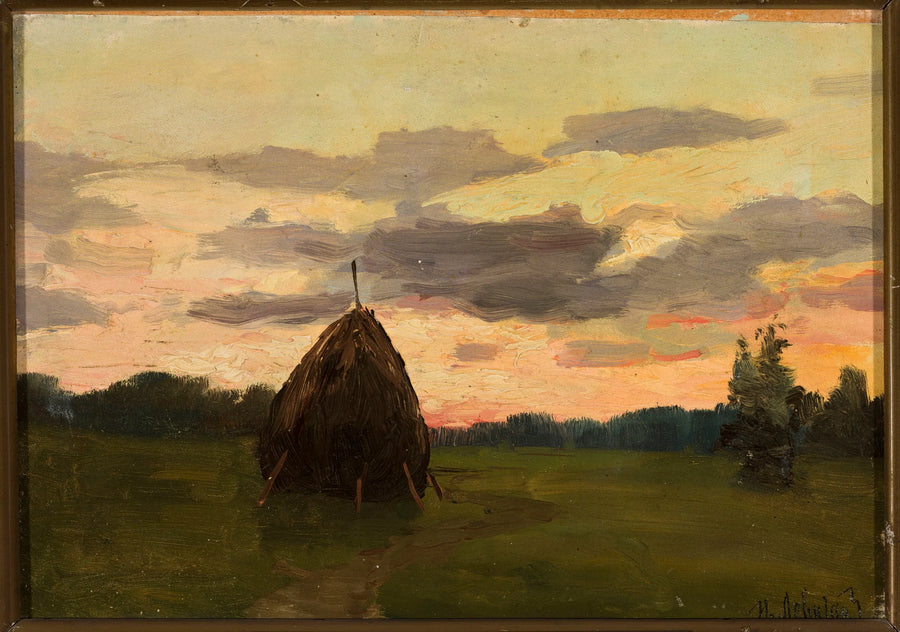 Paysage avec une meule de foin - Isaac Levitan