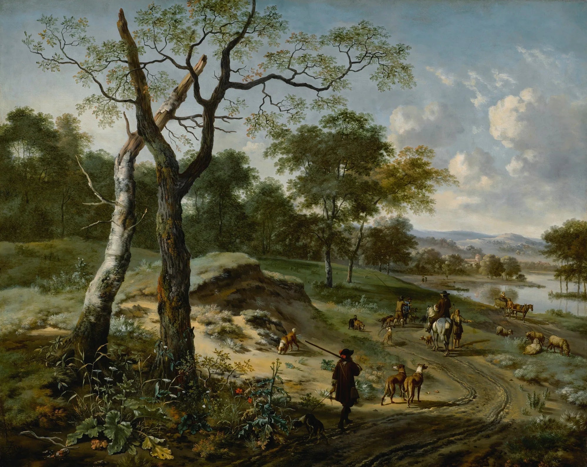 Paysage avec une rue - Adriaen van de Velde image 1 reproduction de peinture à l’huile
