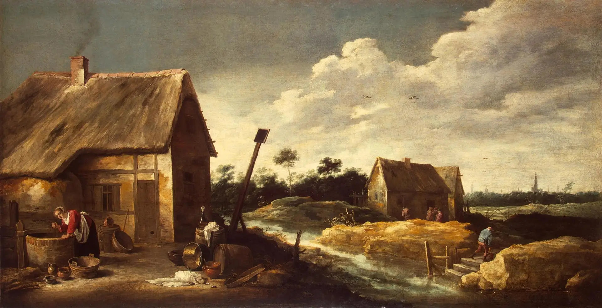 Paysage avec une servante au puits - David Teniers le Jeune image 1 reproduction d’œuvre d’art à l’huile