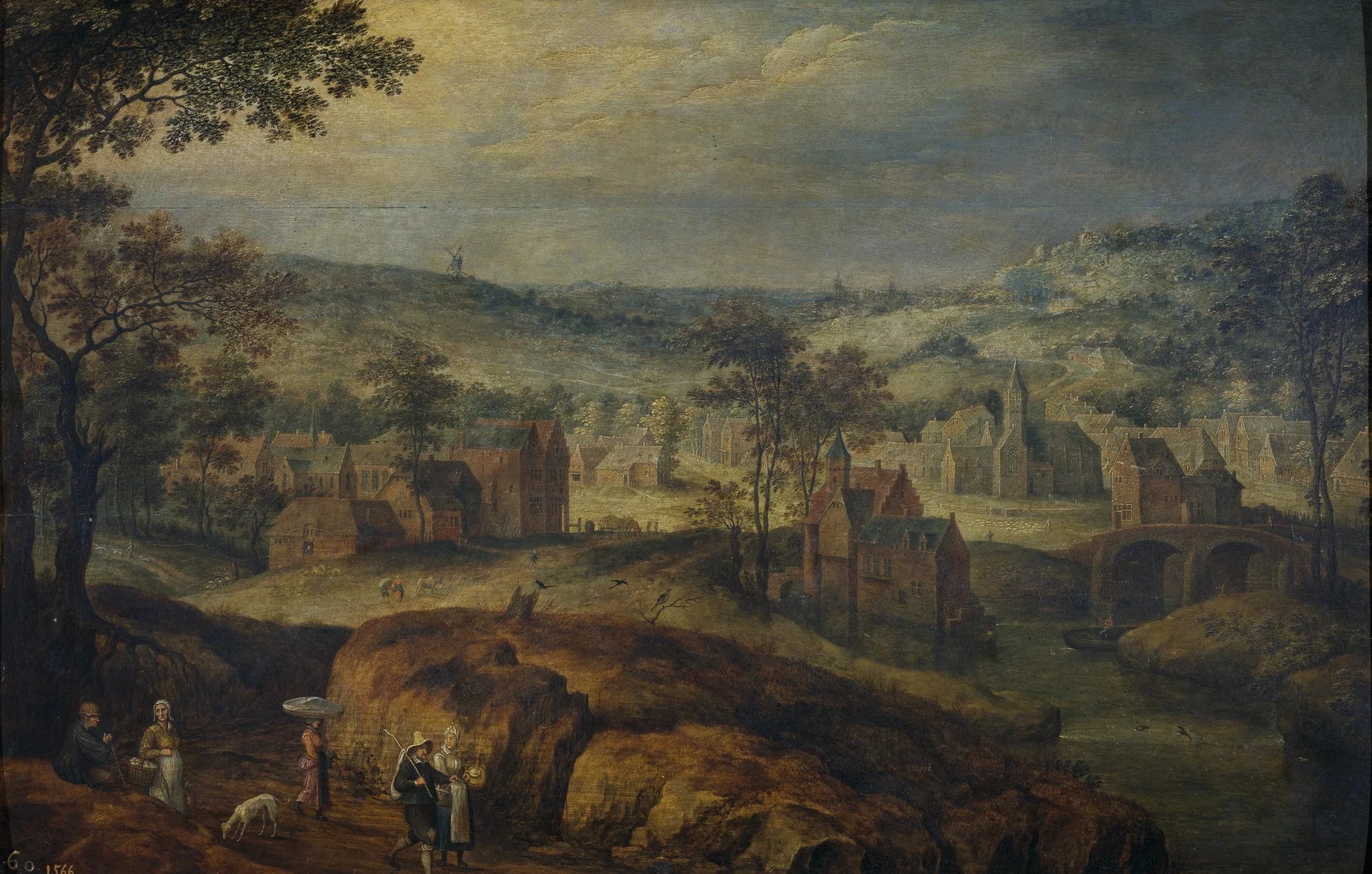 Paysage avec village - Jan Brueghel l'Ancien image 1 reproduction de peinture à l’huile