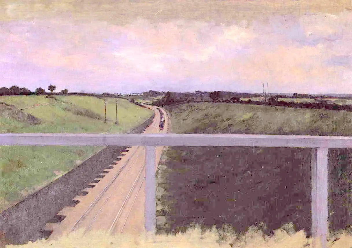 Paysage avec voies ferrées - Gustave Caillebotte image 1 reproduction d’œuvre d’art à l’huile