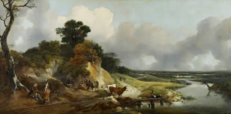 Paysage avec vue sur un village lointain - Thomas Gainsborough image 1 copie peinte à la main à l’huile