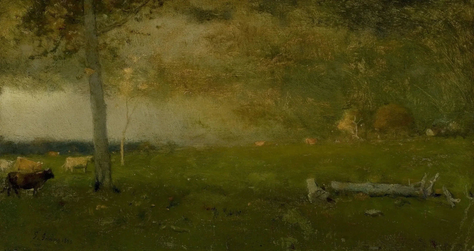 Paysage (bétail dans la tempête) - George Inness image 1 reproduction artisanale de tableau