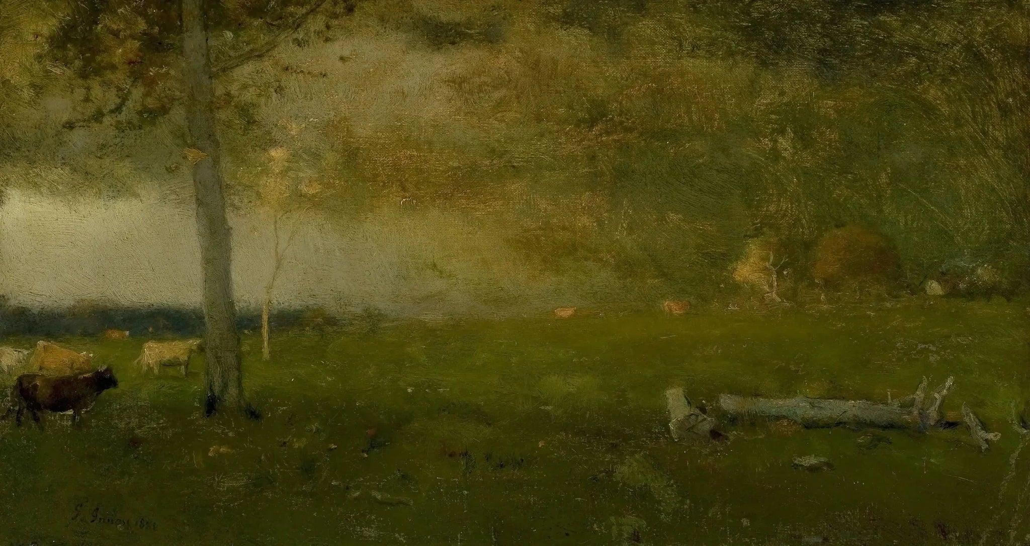 Paysage (bétail dans la tempête) - George Inness image 1 reproduction artisanale de tableau