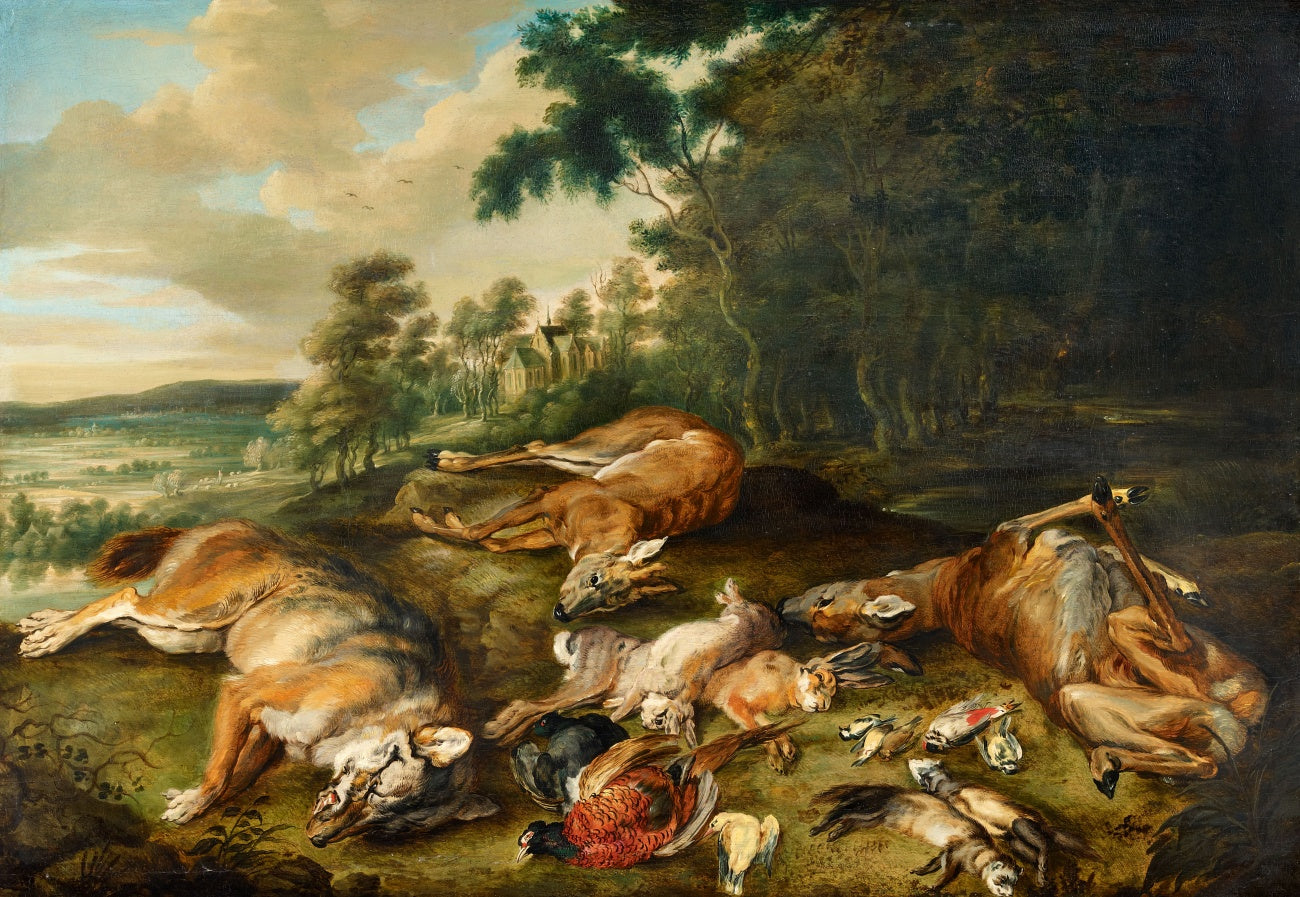 Paysage boisé avec nature morte de gibier - Jan Brueghel le Jeune image 1 reproduction artisanale de tableau