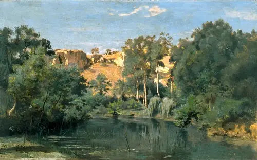 Paysage boisé avec un étang - Jean-Baptiste Camille Corot image 1 tableau peint à l’huile sur toile