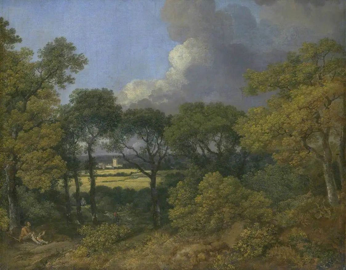 Paysage boisé avec un paysan au repos - Thomas Gainsborough image 1 copie peinte à la main à l’huile