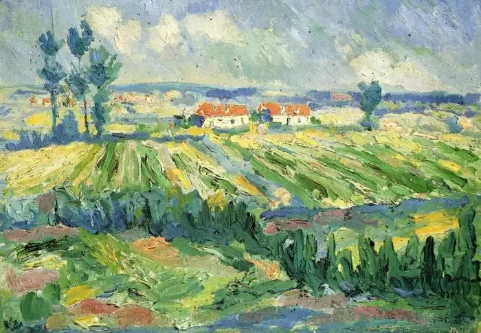 Paysage, champs - Kazimir Malevich image 1 reproduction de peinture à l’huile
