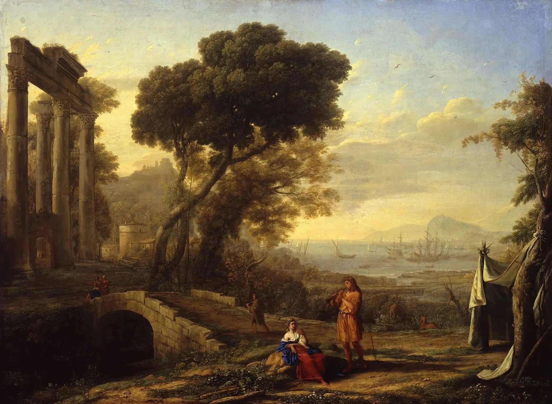 Paysage côtier italien - Claude Lorrain image 1 copie peinte à la main à l’huile