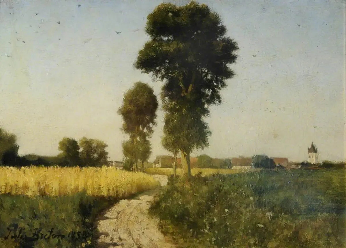 Paysage, Courrières, France - Jules Breton image 1 reproduction de peinture à l’huile