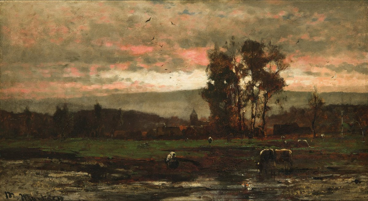 Paysage crépusculaire - Mihály Munkácsy image 1 reproduction d’œuvre d’art à l’huile