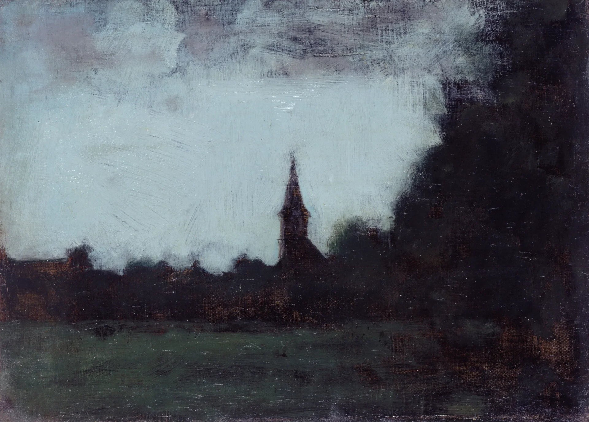Paysage d'Alsace, le clocher de Bernwiller - Jean-Jacques Henner image 1 copie de tableau peinte à la main