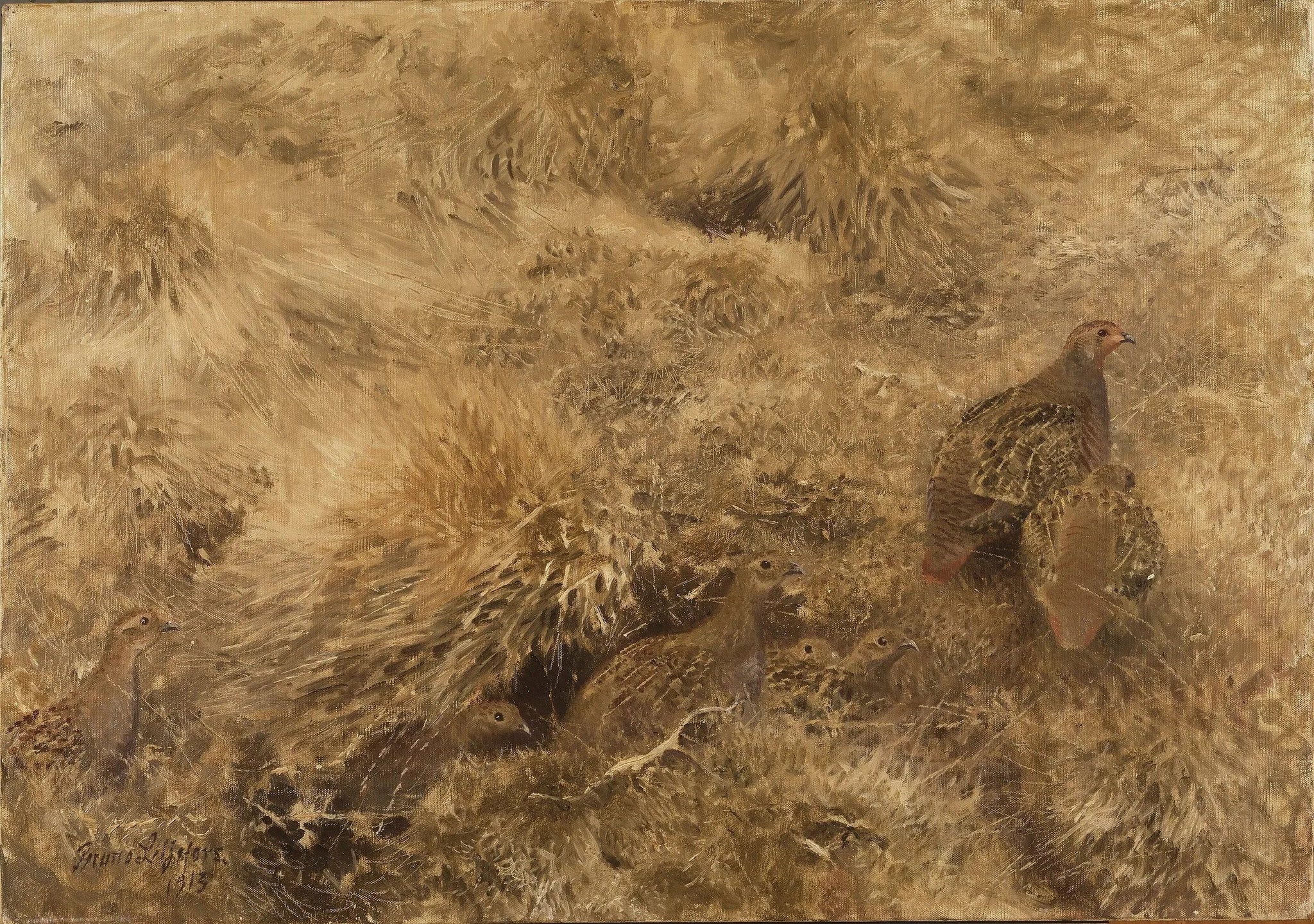 Paysage d'automne avec des perdrix - Bruno Liljefors image 1 reproduction artisanale de tableau