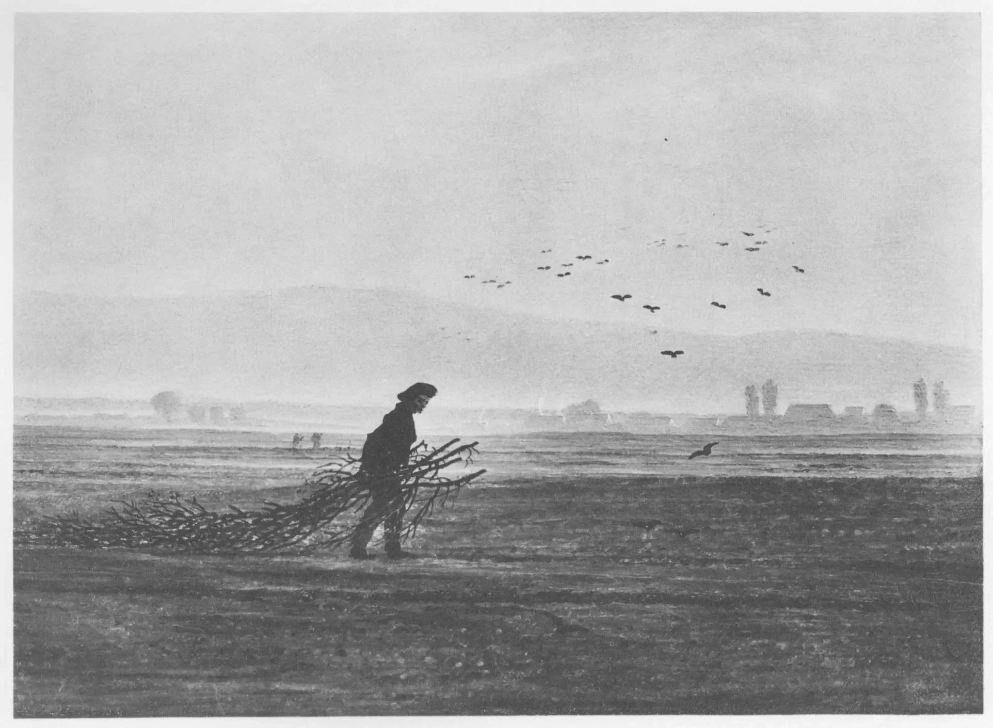 Paysage d'automne avec un homme ramassant du bois - Caspar David Friedrich image 1 copie peinte à la main à l’huile