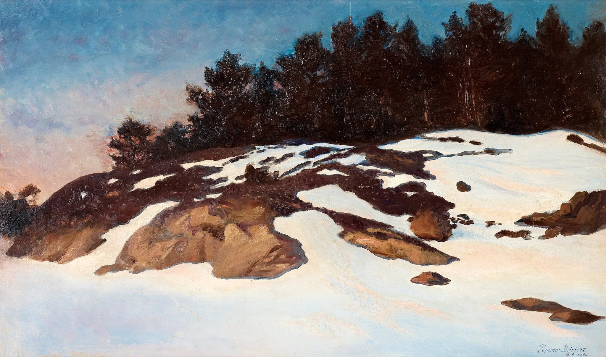 Paysage d'hiver à l'aube - Bruno Liljefors image 1 reproduction réalisée par Alpha Reproduction