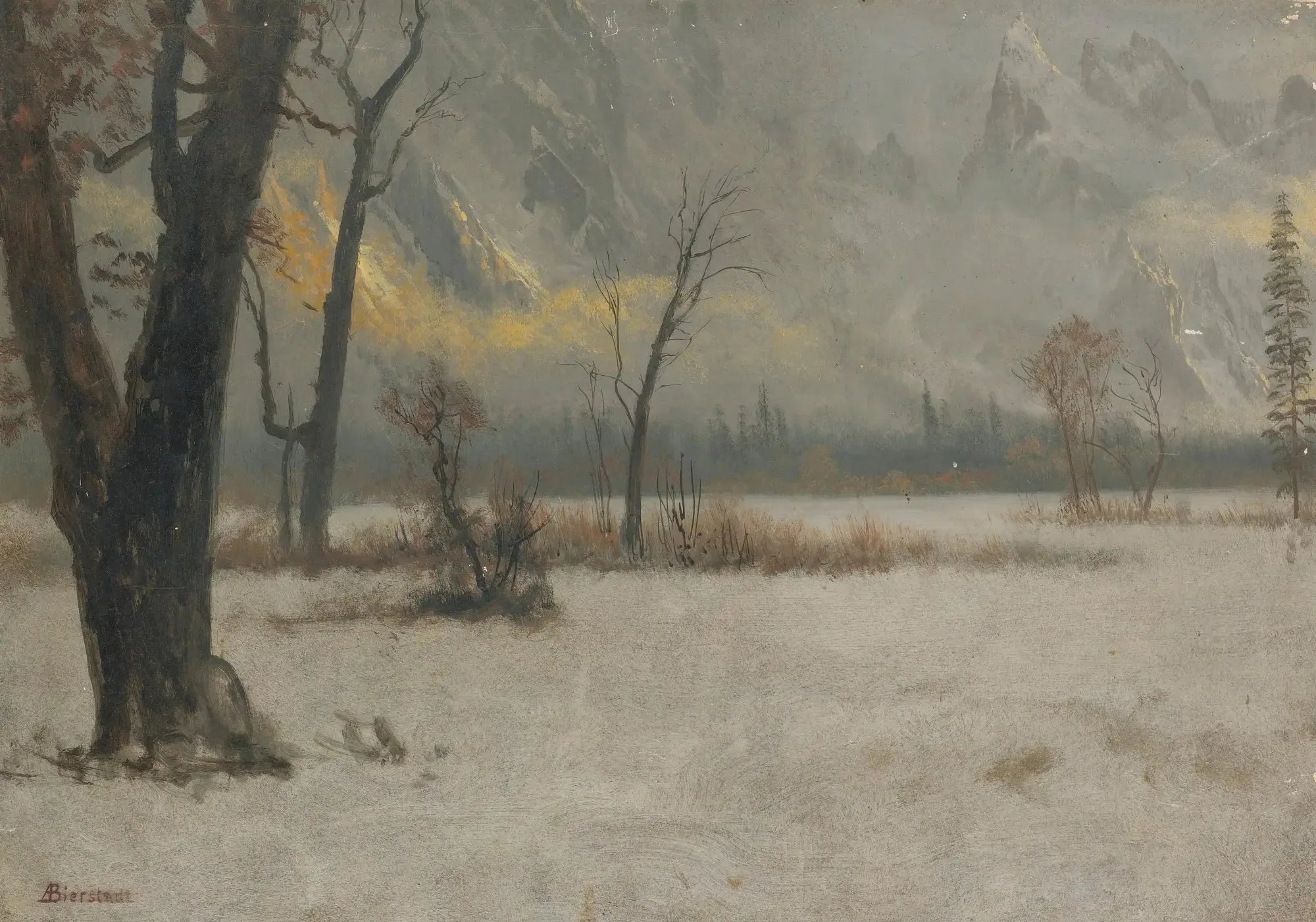 Paysage d'hiver - Albert Bierstadt image 1 copie de tableau peinte à la main