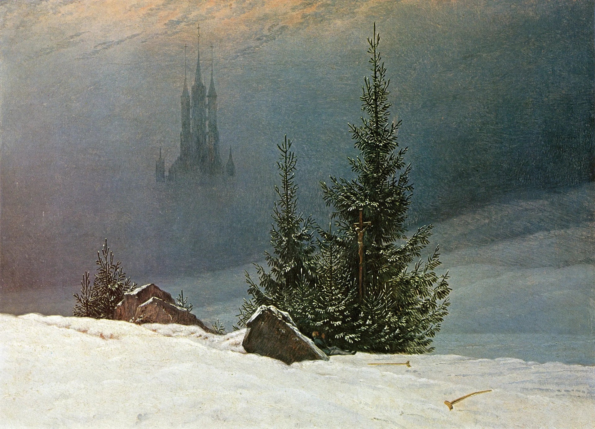 Paysage d'hiver avec église - Caspar David Friedrich image 1 tableau peint à l’huile sur toile
